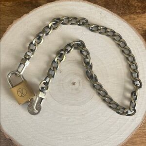 Louis Vuitton Gold Lock and Key with Unbranded Bronze Chain Necklace